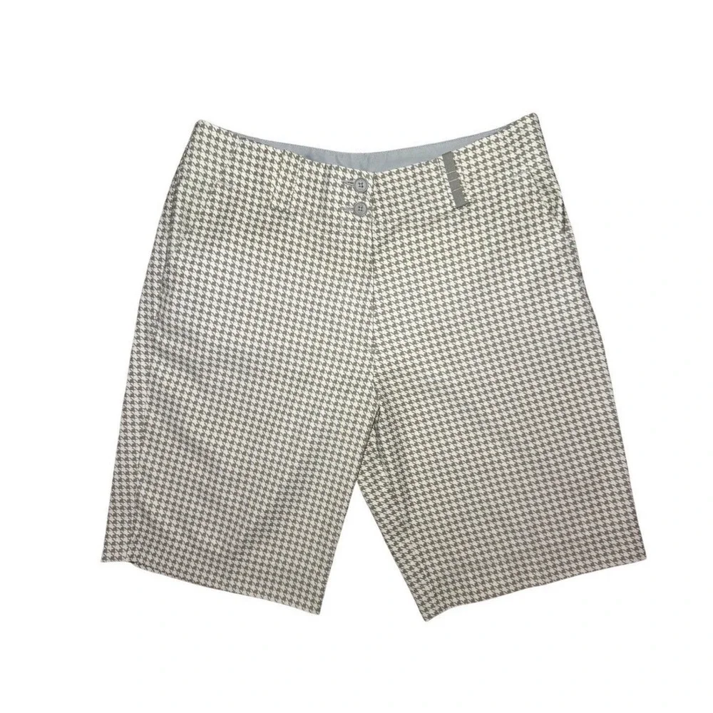 Nike Golf Houndstooth Bermuda Shorts Women Size 4 Tan Dry-Fit